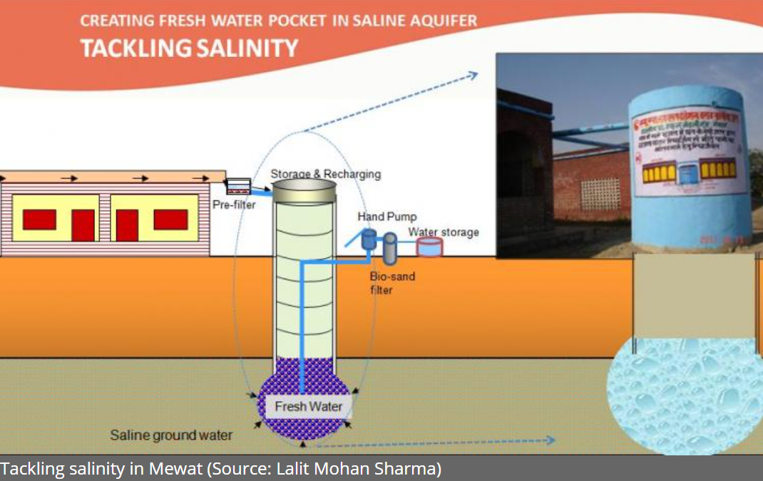 Freshwater pocket within a saline aquifer