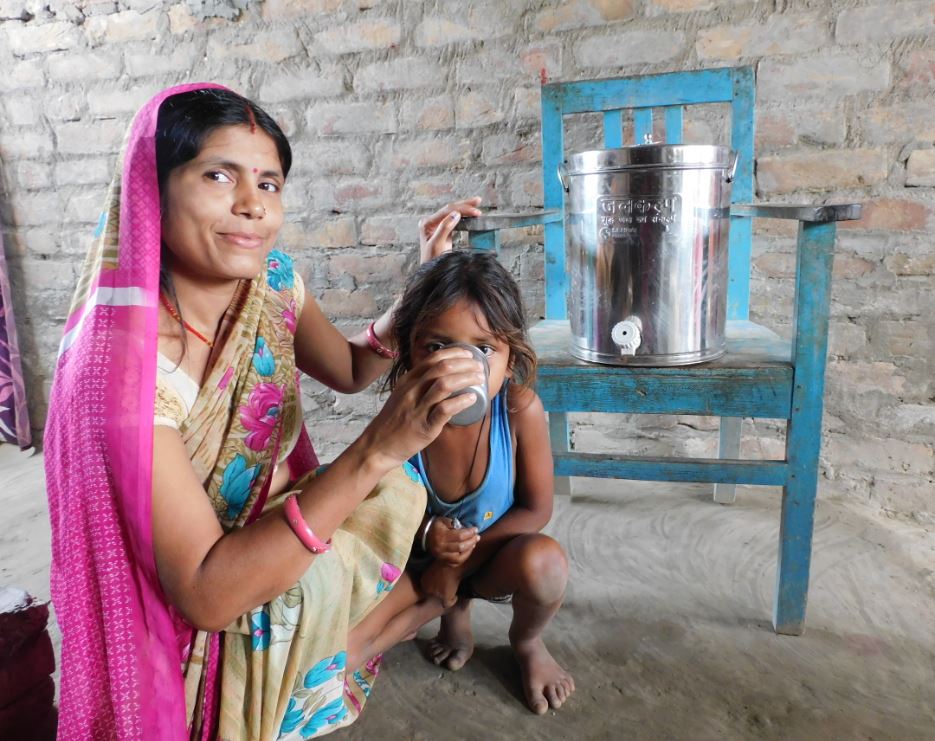 Biosand filter installed in a Bihar household