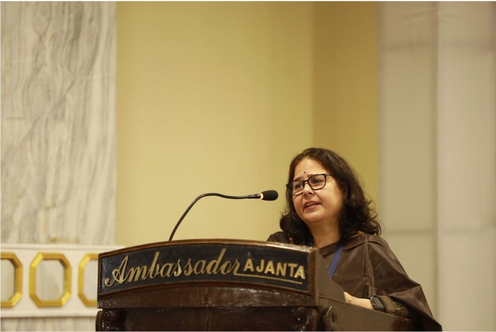 Anjali Makhija, COO. SMSF, speaking at the Rural Initiatives Conference at Aurangabad